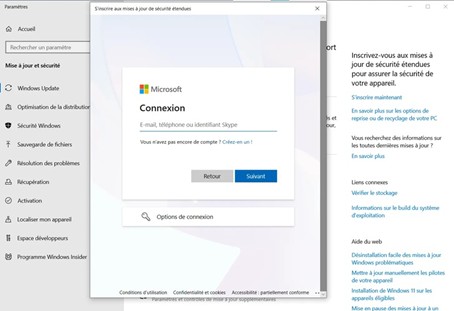 Programme ESU prologation des mises à jour Windows 10
